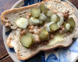 納豆とピクルスのトースト作り方3写真