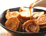 レンジで!豚薄切り肉くるくるチャーシュー作り方1写真