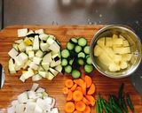 お出汁でサッと煮☆夏野菜の澄んだスープ作り方1写真
