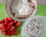 ご飯を熱湯で煮る★釜揚げしらすトマト粥作り方1写真