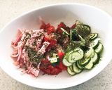 お皿で完結！夏野菜の冷製パスタ作り方1写真
