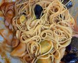 ソーセージ、茄子、玉葱のトマトパスタ作り方7写真