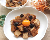 しらたき、椎茸厚揚げのすき焼き風卵黄のせ作り方4写真