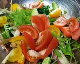 鳥モモ肉と夏野菜のサラダ作り方3写真