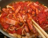 ベーコンとしめじのトマトパスタ*+作り方7写真