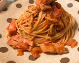 ベーコンとしめじのトマトパスタ*+作り方10写真