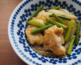 むね肉・ニンニクの芽のオイスター炒め♪作り方7写真