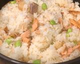 贅沢な鮭と帆立の炊き込みご飯作り方7写真