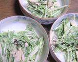 暑い夏！水菜とサラダチキンのさっぱり和え作り方4写真