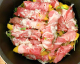 豆苗とパプリカと豚キャベの蒸し焼き作り方3写真