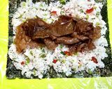 カリカリ梅とカブの葉の焼肉海苔巻き♡作り方10写真
