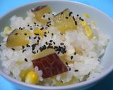 夏のコーンと秋のさつま芋の出会いごはん♡作り方4写真