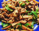 『豚肉と長芋とピーマンの焼肉タレ炒め』作り方6写真