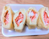 サクットロ♡カニカマ＆チーズの油揚げ包み作り方3写真