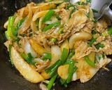 賄い！豚バラとニラの照り焼きカレー炒め作り方3写真