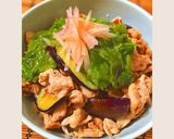 豚こまと茄子のポン酢炒め丼♬作り方8写真