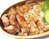 ポークステーキ丼弁当作り方3写真