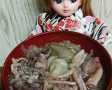 リカちゃん♡イカの墨煮を利用しておうどん作り方11写真