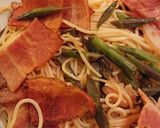金時草とベーコンのパスタ作り方2写真