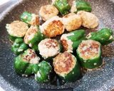 ピーマンに豚肉団子詰め込み焼き♪作り方7写真
