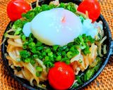 豚ニラ温玉丼作り方7写真
