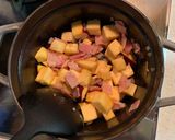 さつまいもとベーコンの豆乳チャウダー作り方3写真