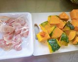 カボチャと鶏肉の照り煮作り方1写真