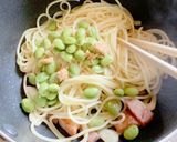 枝豆とペーコンのガーリック スパゲティ作り方8写真