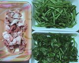 空芯菜と豚肉和風パスタ作り方1写真