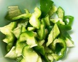 レンジ胸肉なすチリソース風味青椒肉絲風作り方1写真
