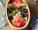 きのこ卵焼き、蒸し鶏弁当 詰め方作り方7写真