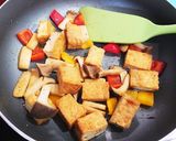厚揚げエリンギパプリカのバター醤油炒め作り方3写真