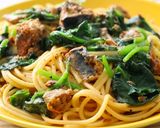 バター絡む♪鯖みそ缶とほうれん草のパスタ作り方3写真