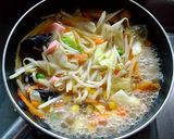 割と簡単、具だくさんテキトースープパスタ作り方7写真