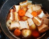 厚揚げ、新じゃが、小松菜、セロリの煮物作り方3写真