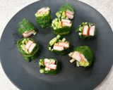 湯通しサンチュのカニかま巻きサラダ作り方5写真