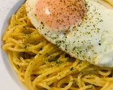 ニンニク/チューブでつくる●月見ペペロンチーノ作り方3写真