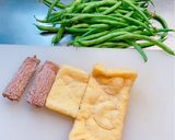 三度豆と油揚げとごぼう天の煮物作り方1写真