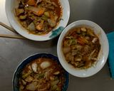 洋風シーフードおこわ味根菜茄子甘酢酢豚作り方16写真