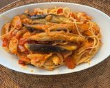 ナスと鶏胸肉のヘルシーとまとパスタ作り方6写真