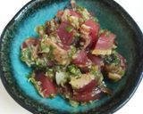 簡単！サーモンのネギ塩にんにく和え作り方5写真