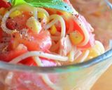 夏の夕飯♡イカトマトチーズの冷製パスタ作り方5写真