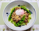 簡単昼食!春キャベツ捏ねないハンバーグ丼作り方10写真