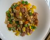 レンジ簡単洋風梅ガパオ味オムライス弁当作り方4写真