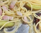 🍝茄子とベーコンのめんつゆペペロンチーノ作り方5写真