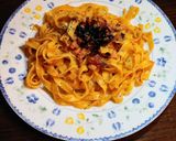 フライドオニオンとベーコンのカルボナーラ作り方6写真