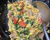 賄い！豚バラトマトの卵そぼろ炒め辣油がけ作り方5写真
