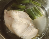 よだれ鶏＆茹で汁スープ(無水鍋QC使用)作り方1写真
