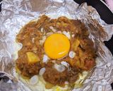 残ったカレーで焼きカレー風巣ごもり卵作り方3写真