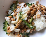 納豆とゴーヤの胡麻和えの混ぜご飯作り方2写真